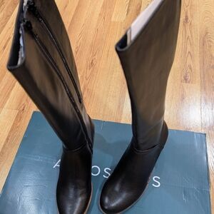 AEROSOLES Black Leather Knee High Boots